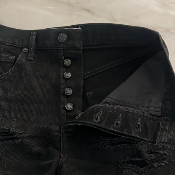 Agolde Jaden Clash Distressed ripped denim short - Picture 3 of 6